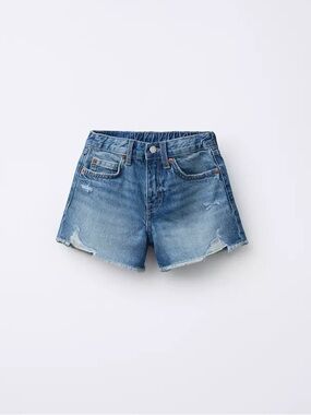 Zara Girls Ripped Denim Shorts Blue Size 8